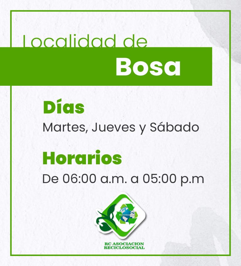Horario de Reciclaje localidad Bosa